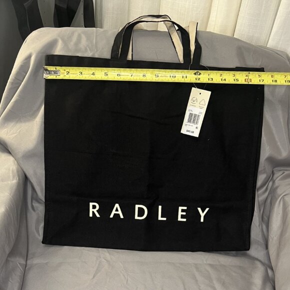 Radley London, Large Cotton Tote, Black, Dual Handle / Shoulder Strap, NWT - Picture 6 of 10